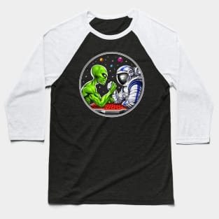 Alien Astronaut Arm Wrestling Baseball T-Shirt